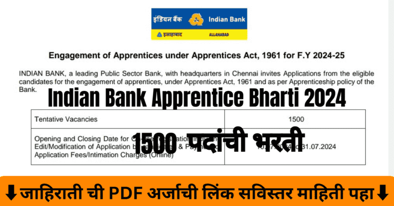 Indian Bank Apprentice Bharti 2024